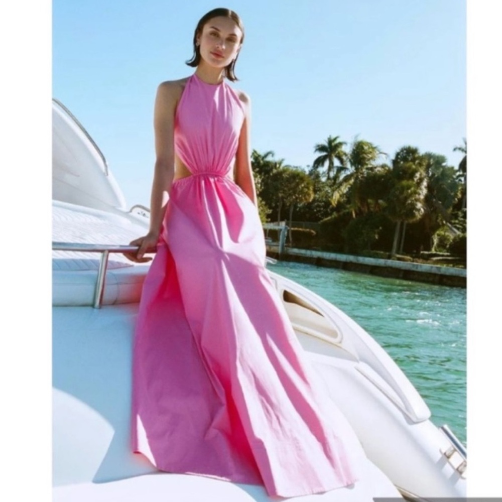 STAUD Pink Backless Maxi Dress